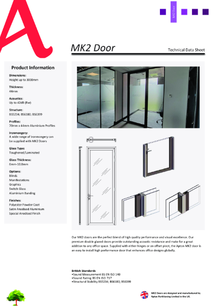 MK2 Double Glazed Door Data Sheet