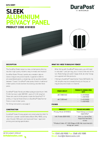 DuraPost Sleek Privacy Panel