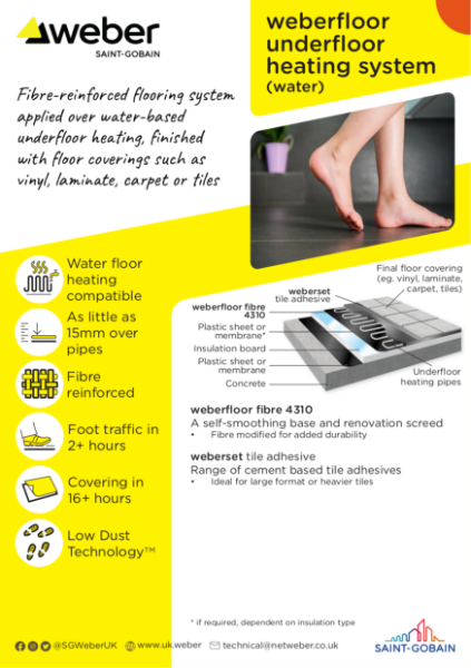 weberfloor underfloor heating system (water) - System spec card