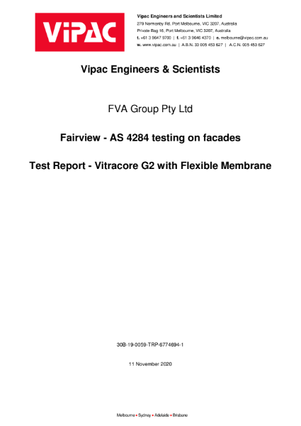 AS/NZS 4284:2008 Compliance Test Report - Vitracore G2 with Flexible Membrane