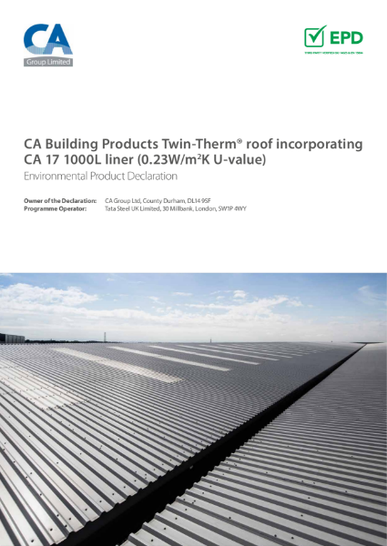 EPD CA Building Products Twin Therm roof 0.23 u value