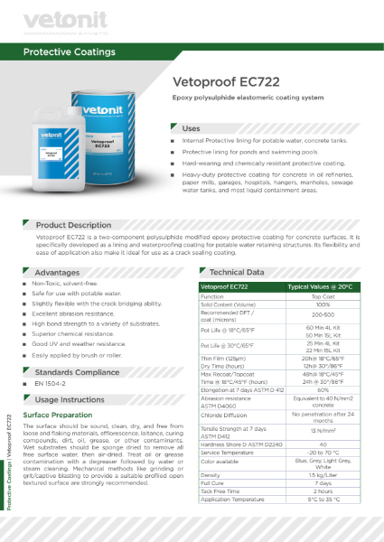 Vetoproof EC722 TDS- Protective Coating