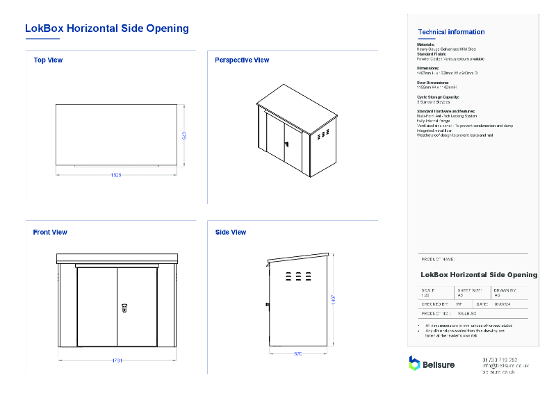 Lokbox Horzontal Side Opening 3 Bike Datasheet