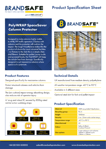 PolyWRAP SpaceSaver Column Protector - Brandsafe Spec Sheet