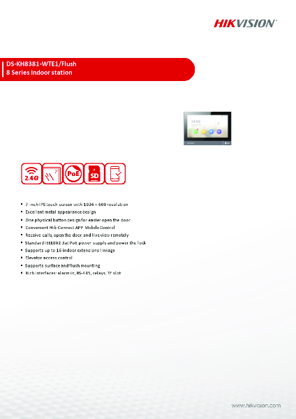 DS-KH8381-WTE1 Flush - Product Data Sheet