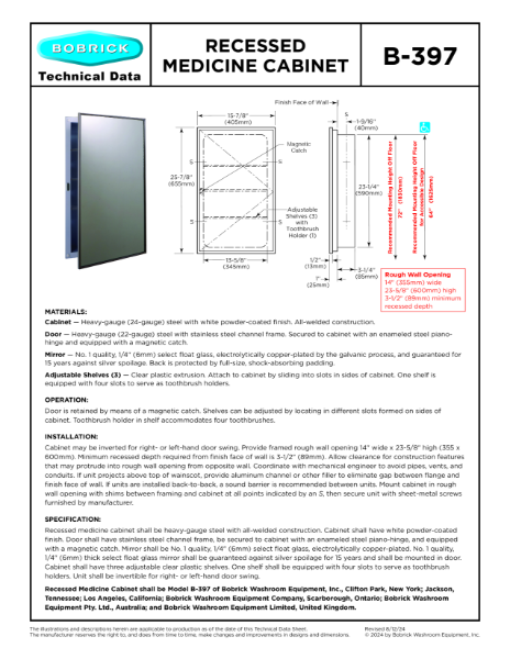 Recessed Medicine Cabinet - B-397