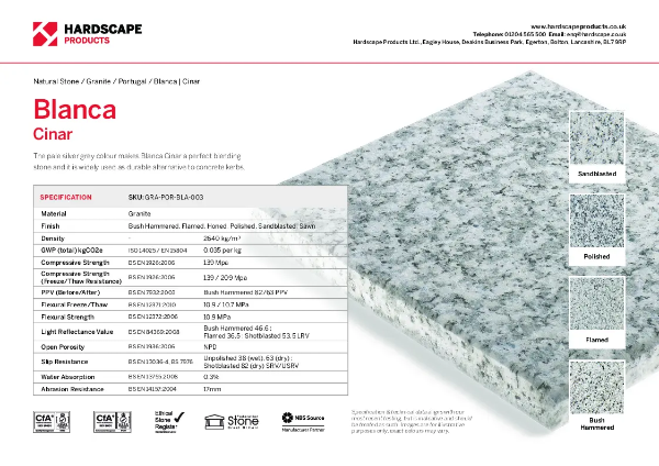Blanca Cinar Hardscape Datasheet