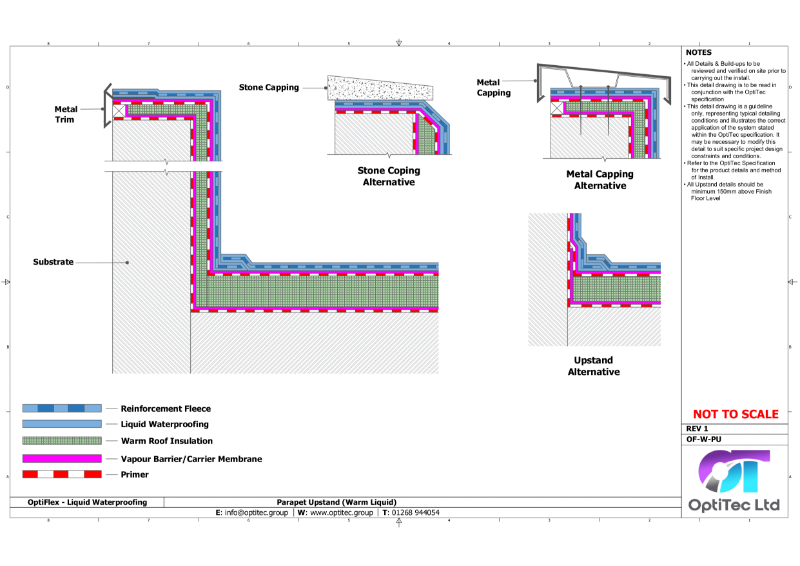 OptiFlex-20 PU Liquid - Warm Roof Build Up Standard Drawing Details