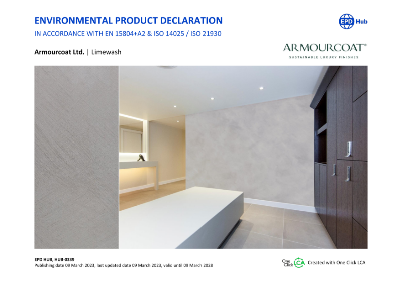 Armourcoat Decorative Paint Limewash - Environmental Product Declaration