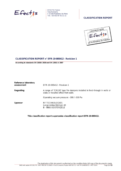 CR120 Classification Report - Efectis