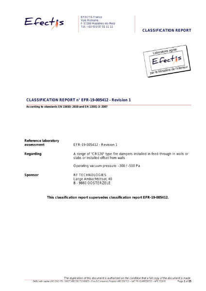 Classification report acc. to EN 13501-3