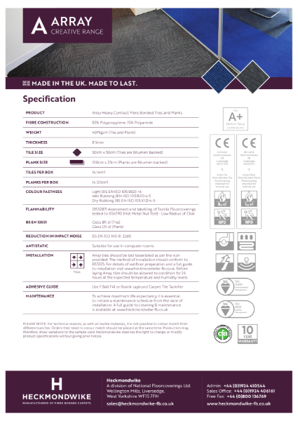 Heckmondwike - Array - Specification Sheet