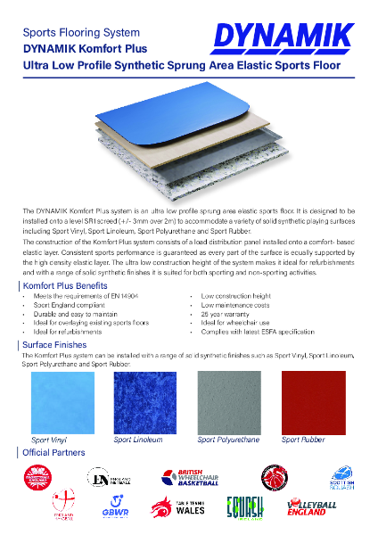 Komfort Plus - Area Elastic Sprung Sports Floor