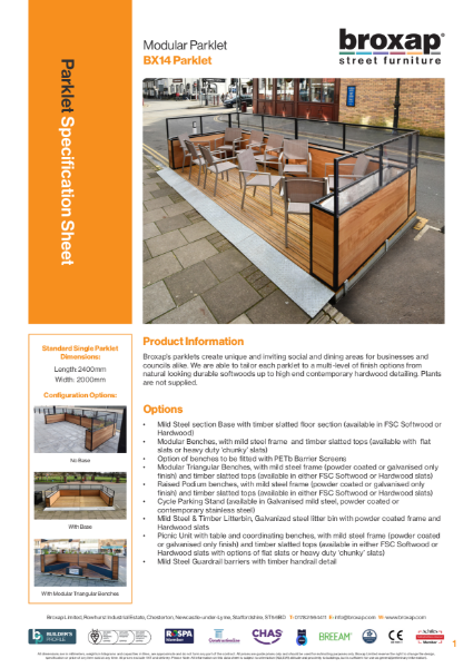 BX17 Parklet Base Specification Sheet