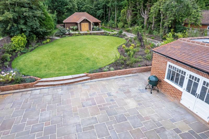 Raj Green Patio and Bespoke Stone Steps