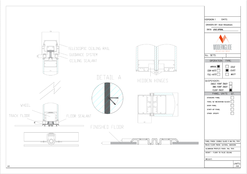 MG500 Hinged Flushed Glazed Product Details Drawing