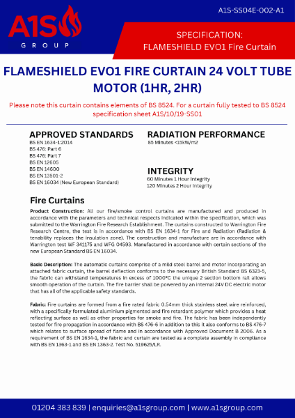 A1S Group Specification Sheet: Flameshield EVO1