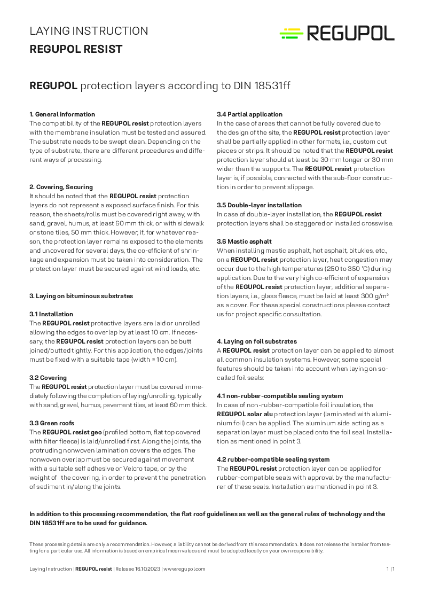 REGUPOL Resist - Laying Instructions