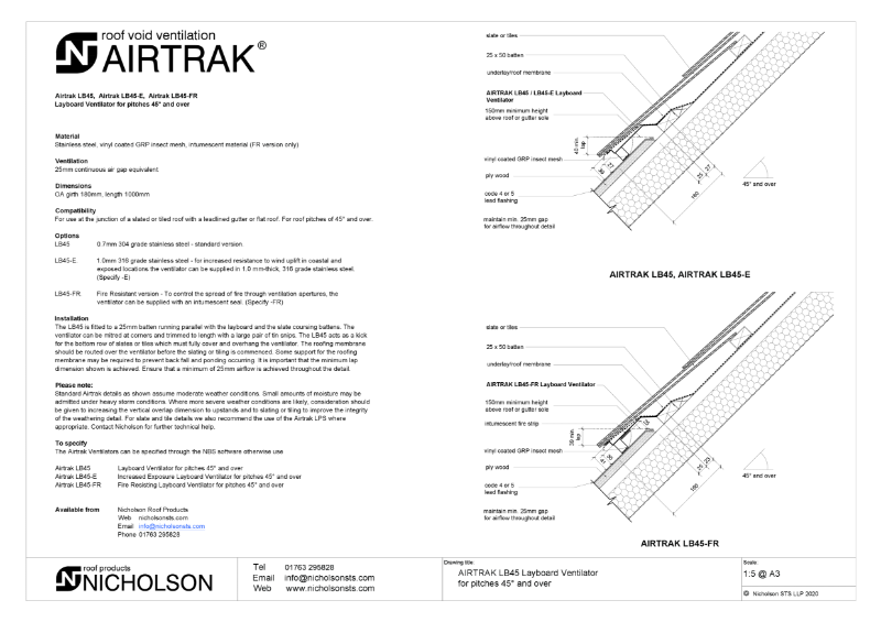 AIRTRAK LB45 Technical Data Sheet