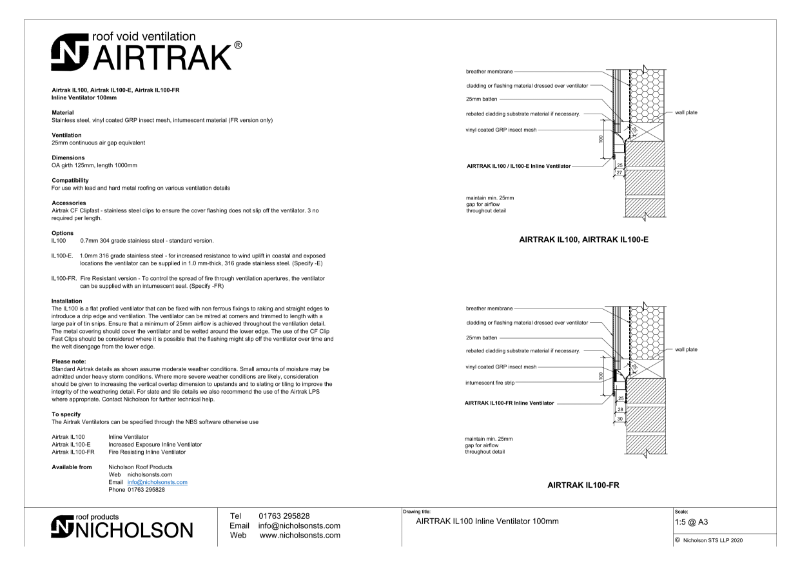 AIRTRAK IL100 Technical Data Sheet