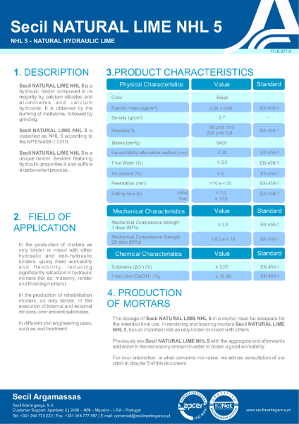 Secil NHL 5 Natural Hydraulic Lime