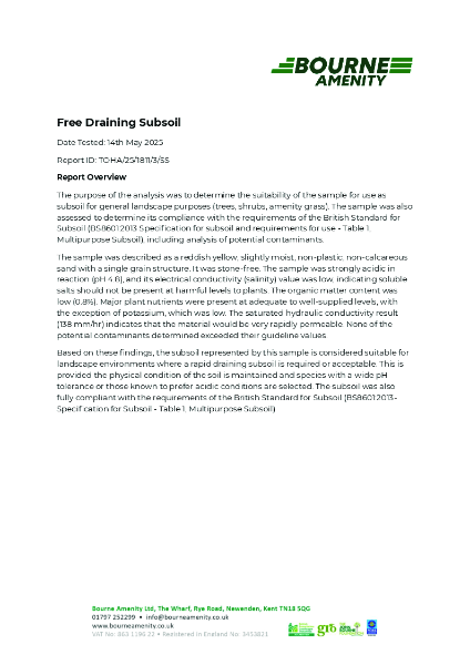 Free Draining Subsoil