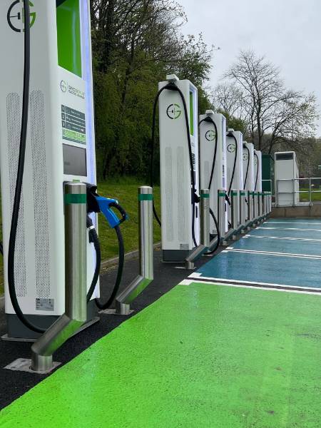 Electric Car Charging Forecourt Cranked Bollards