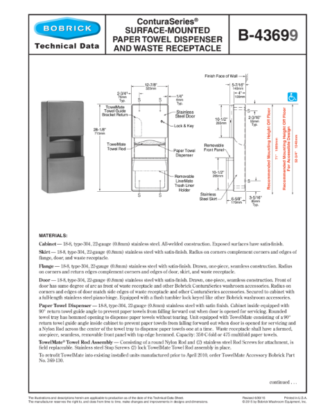 ConturaSeries® Surface-Mounted Paper Towel Dispenser and Waste Receptacle - B-43699