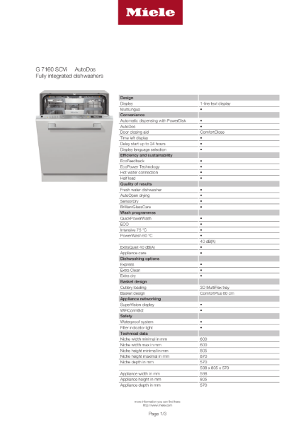 60cm Fully integrated dishwasher G 7160 SCVI | Miele GB | NBS BIM Library