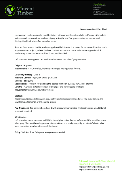 Homegrown Larch Timber Cladding