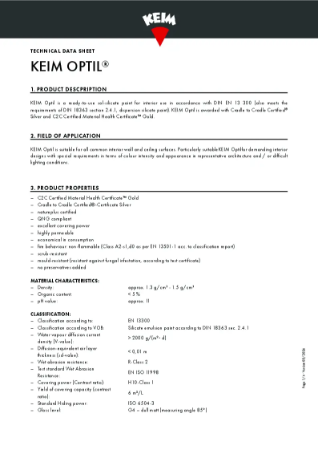 Keim Optil Technical Data Sheet