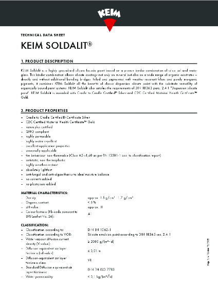 Keim Soldalit Technical Data Sheet