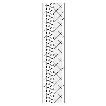 Sheet steel cladding with weather barrier, insulation, steel frame and plasterboard lining