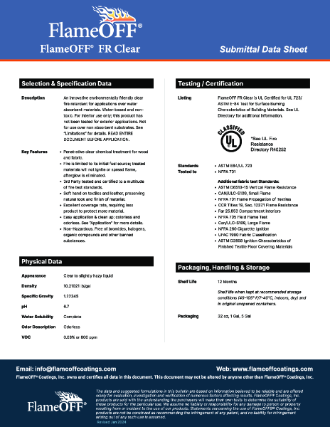 FlameOFF-FR Clear Product Data Sheet