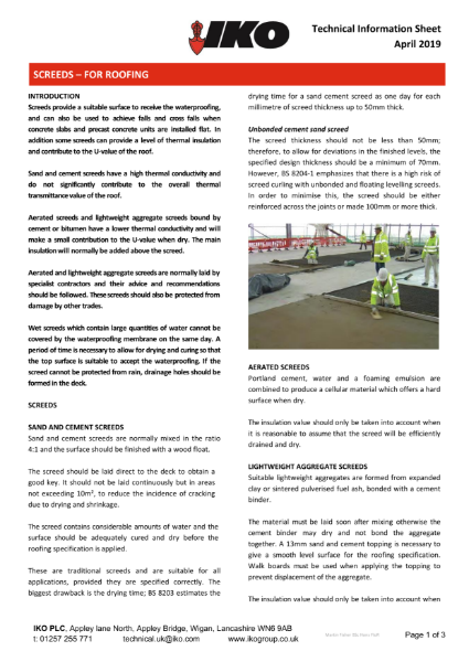 IKO Technical Guidance - Screeds