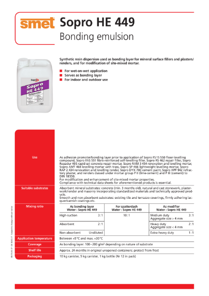 TDS Sopro HE 449 Bonding Emulsion