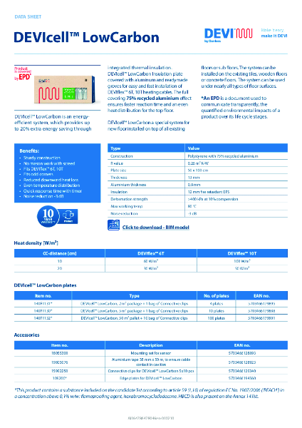 DEVIcell Lowcarbon - Data Sheet
