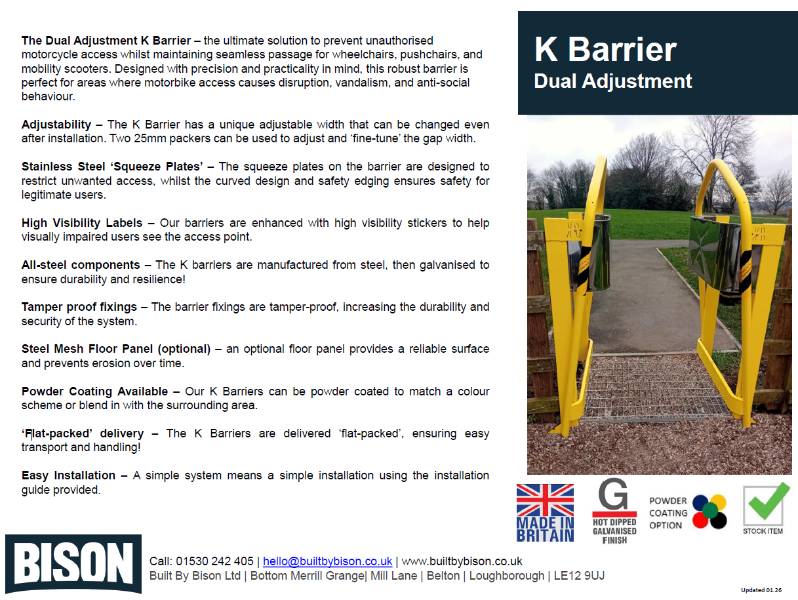 Bison Dual Adjustment K Barrier Data Sheet