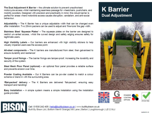 Bison Dual Adjustment K Barrier Data Sheet