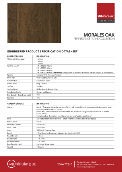 Renaissance Oak Morales Plank Spec Sheet