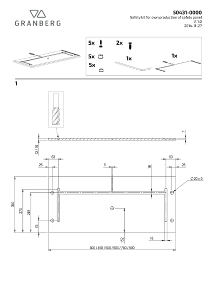 Diago 504 - CNC or Router Plan Dimensions for Production of a Safety Panel