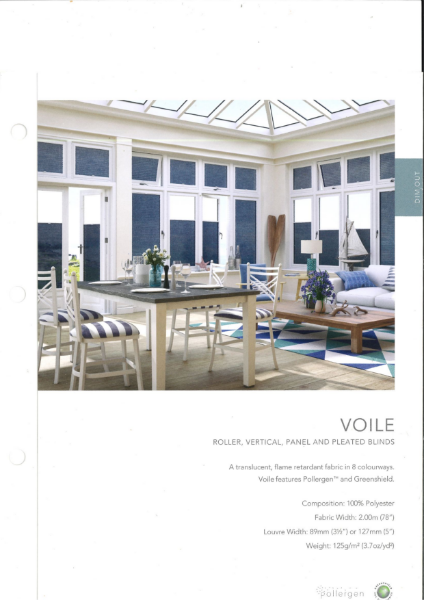Voile Roller Blinds Technical