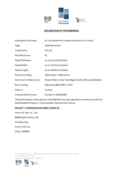 Declaration of Performance - UKAS