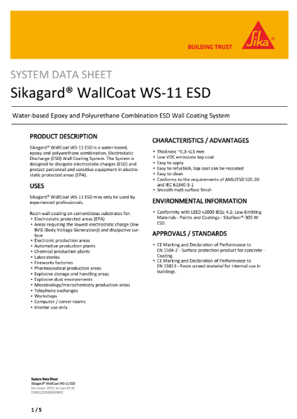 System Data Sheet - Sikagard Wallcoat WS-11 ESD