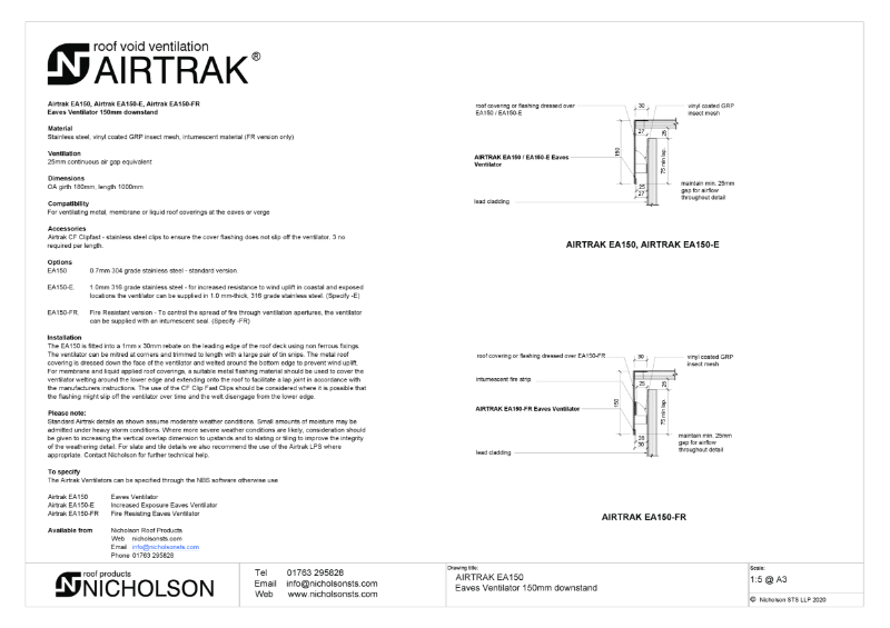 AIRTRAK EA150 Tech Data Sheet