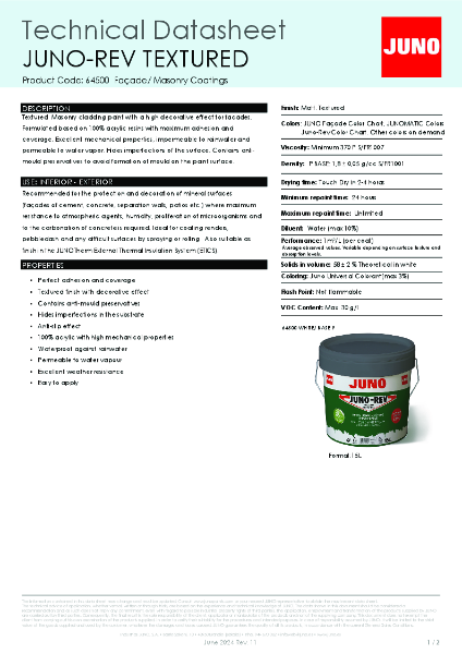Juno-Rev Textured Coating - Datasheet