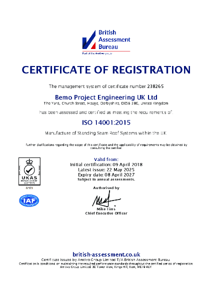 BEMO ISO 14001 Certificate