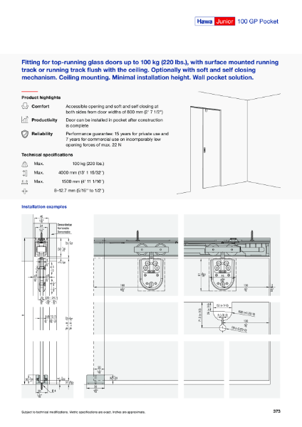 Hawa Junior 100 GP Pocket - Product Data Sheet