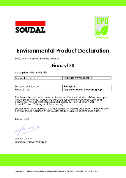 Environmental Product Declaration - Firecryl FR