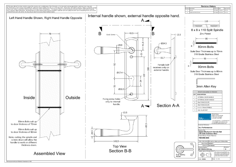 BLU™ - TBH090 Opera Lever Door Handle CAD